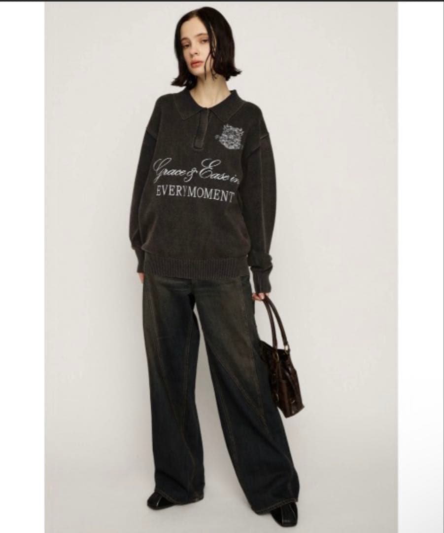 SLY OVER SIZE JQ トップス オーバーサイズ ニット ポロ