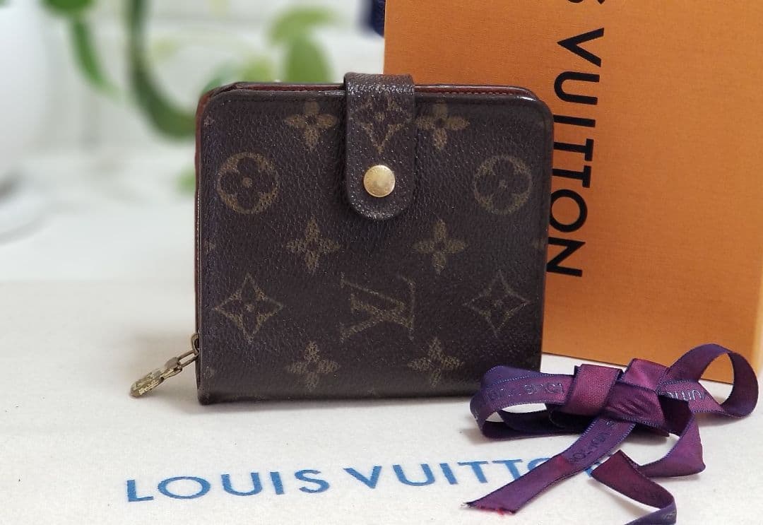 【美品】LOUIS VUITTON モノグラム 二つ折り財布 コンパクトジップ