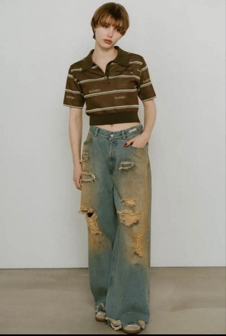 新品 Knuth Marf ダメージ デニムパンツ