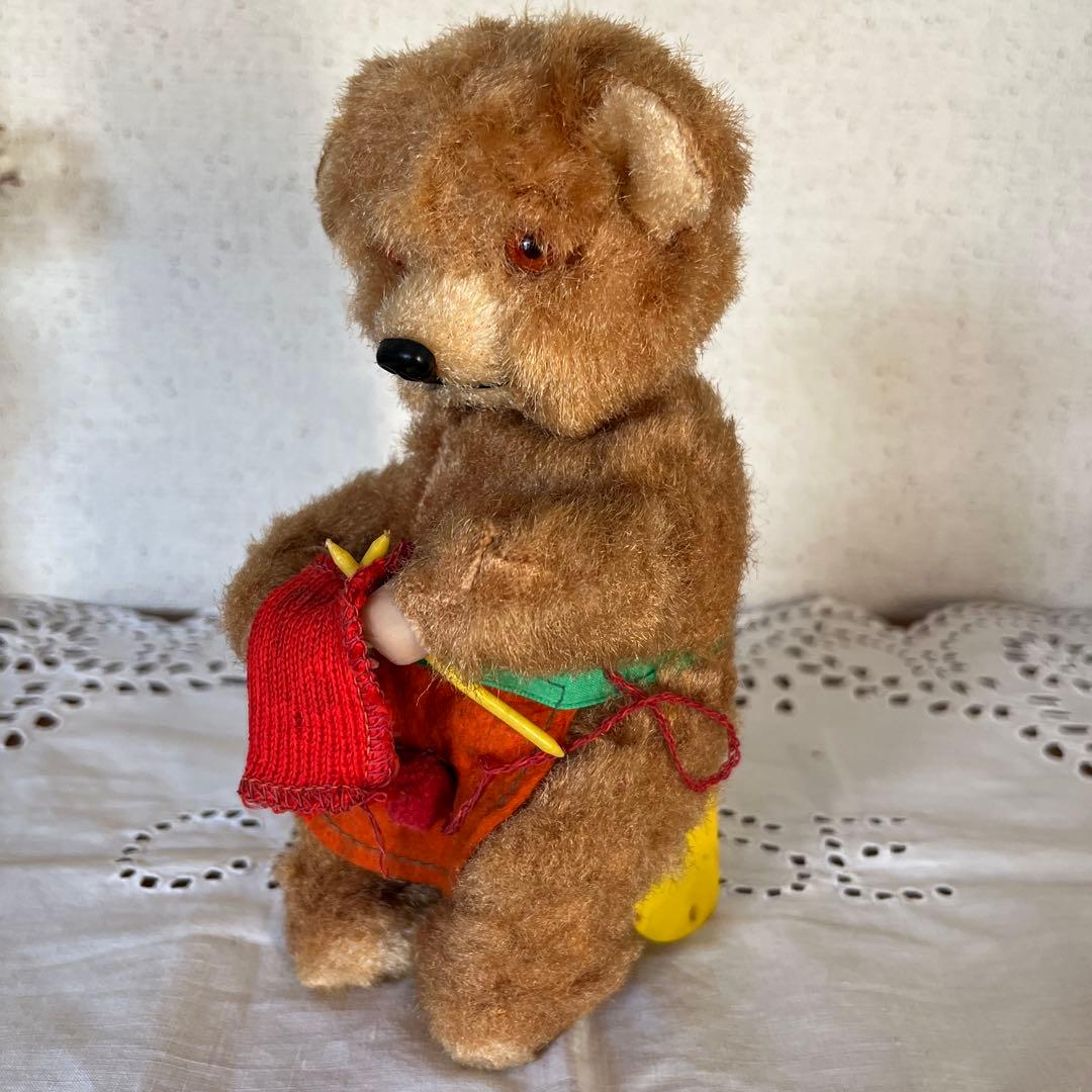 アンティーク　ビンテージベア　ゼンマイ仕掛け　編み物クマさん　max carl