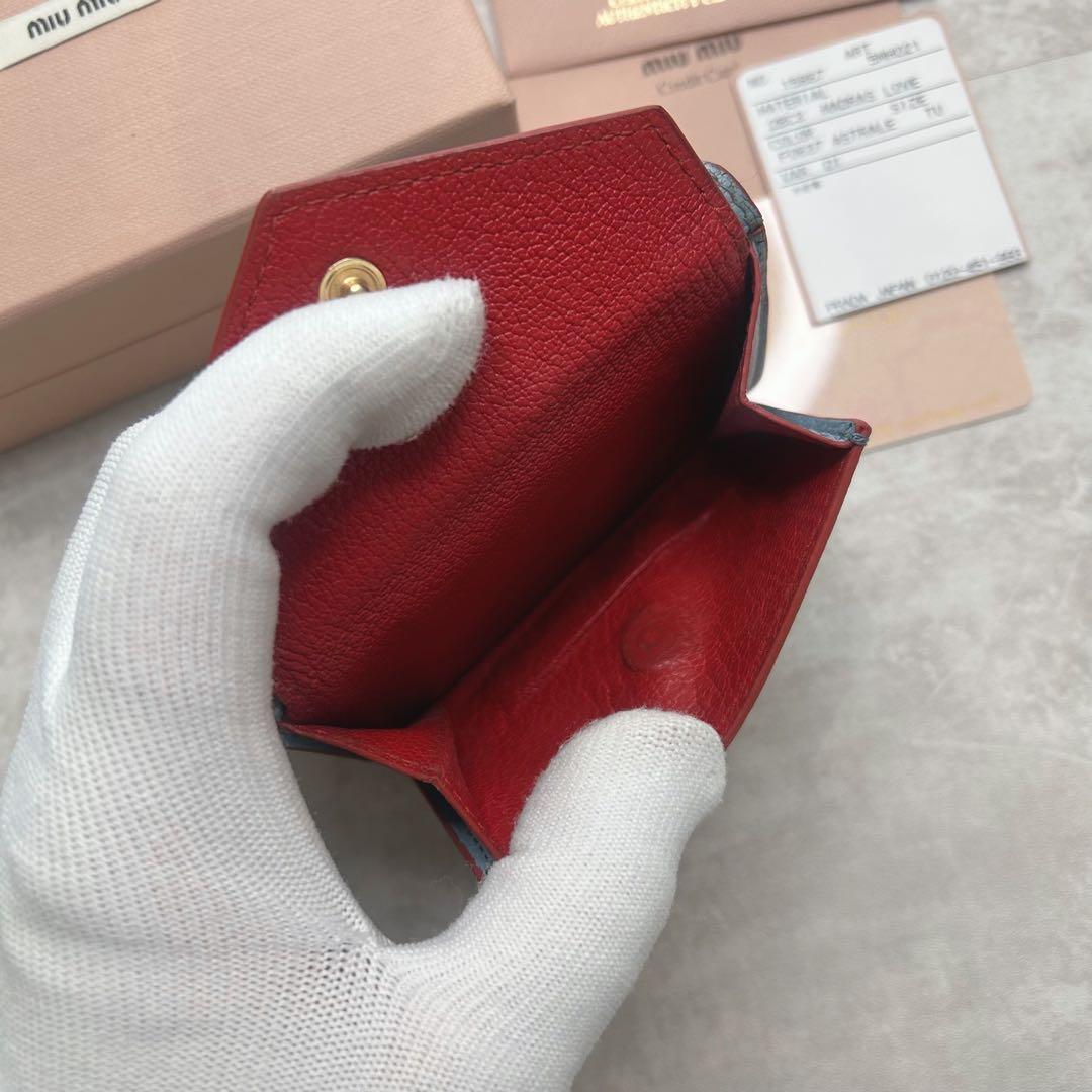 人気✨ミュウミュウ ラブレター ハート マドラス 三つ折り財布 ウォレット
