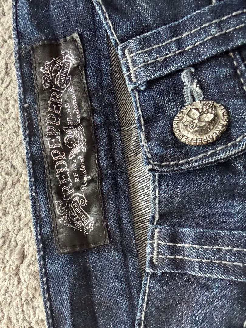 い様レッドペッパーエドハーディー コラボ デニムロゴ刺繍 28 スカル y2k