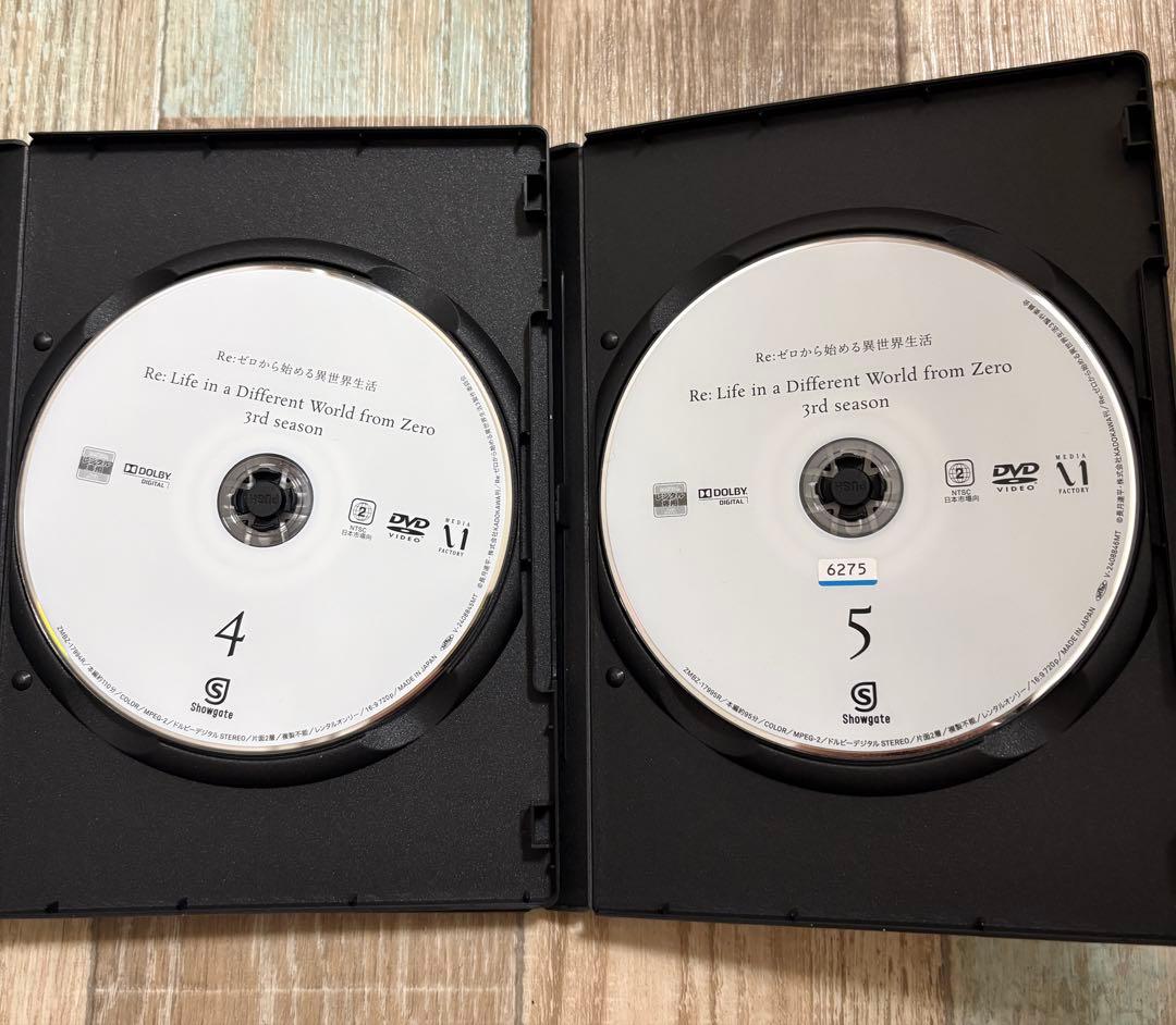 Re：ゼロから始める異世界生活 3rd シーズン DVD 全5巻　全巻セット