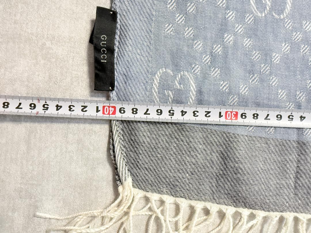 GUCCI グッチ　GGジャカード GG柄大判ストール ブルー系