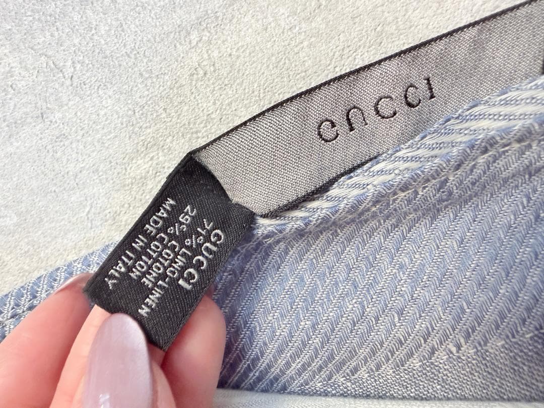 GUCCI グッチ　GGジャカード GG柄大判ストール ブルー系