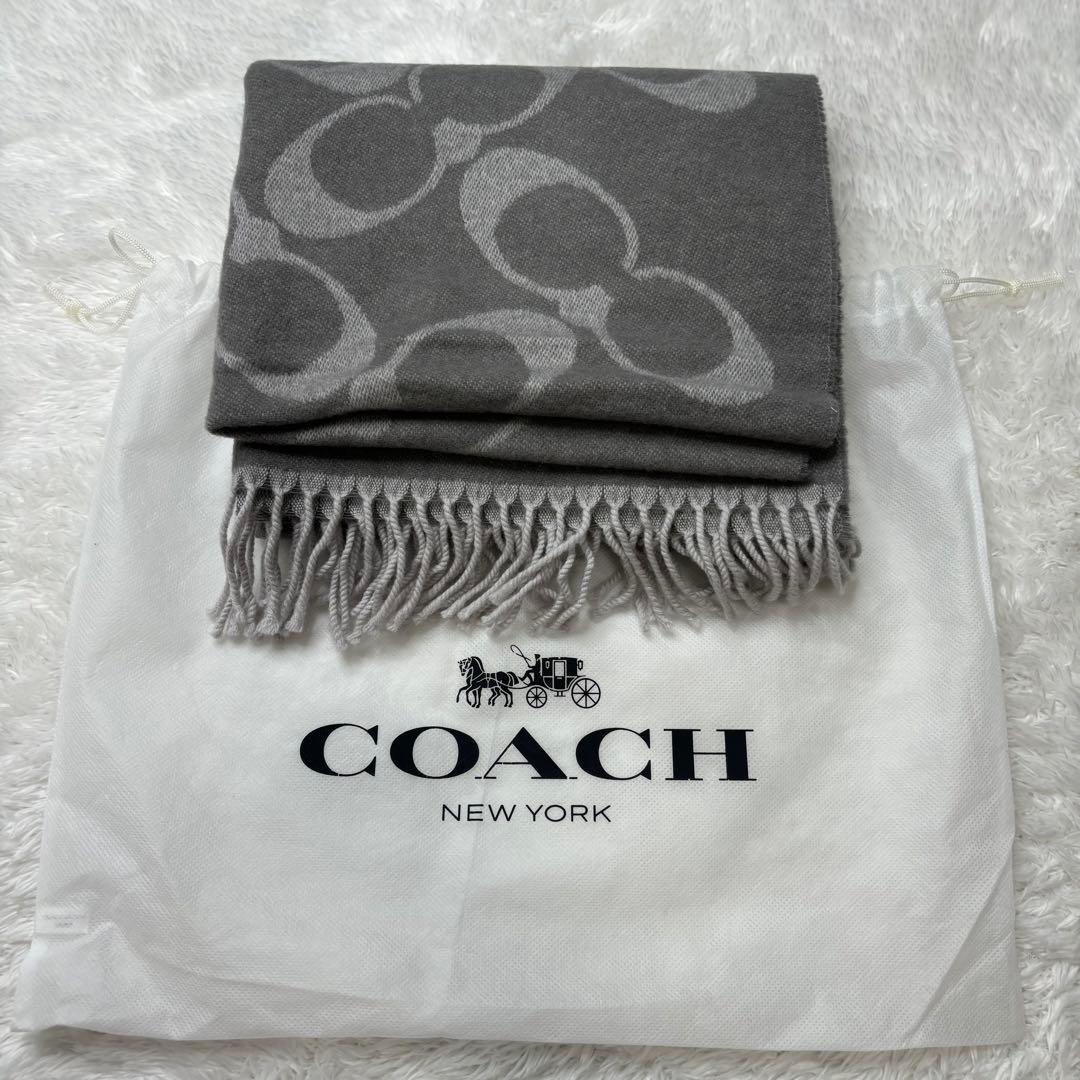 未使用に近い✨COACH コーチ シグネチャー ウール　カシミヤ ストール