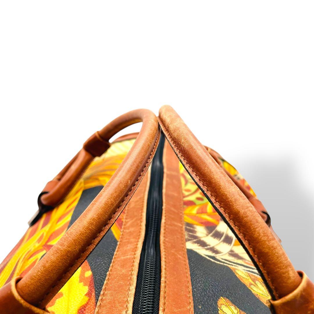 良品 Ferragamo ボストンバッグ PVC ボタニカル 2way 花柄