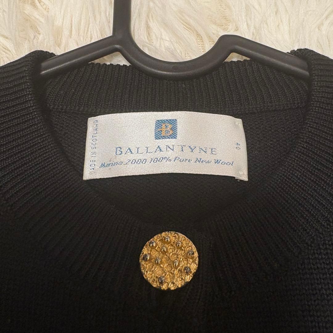 【美品✨】バランタイン メリノウール 金ボタン カーディガン ニット 黒