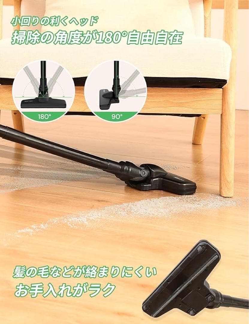 掃除機 コードレス 26Kpa強力吸引 超軽量 コードレス掃除機 ハンディ 黒