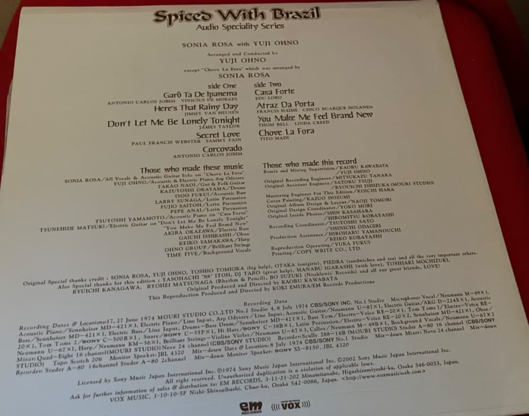 ソニア・ローザ 大野 雄二 Spiced With Brazil 新品レコード