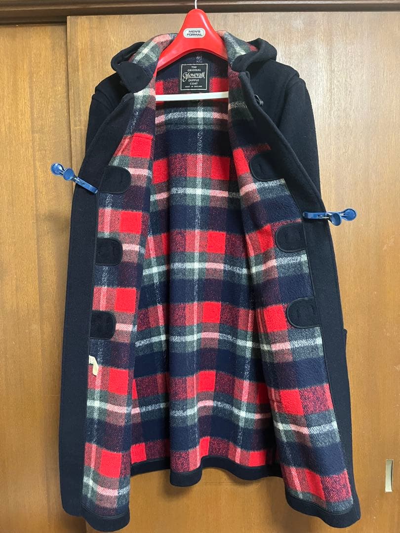 ネイビー ダッフルコート フード付き MADE IN ENGLAND used品