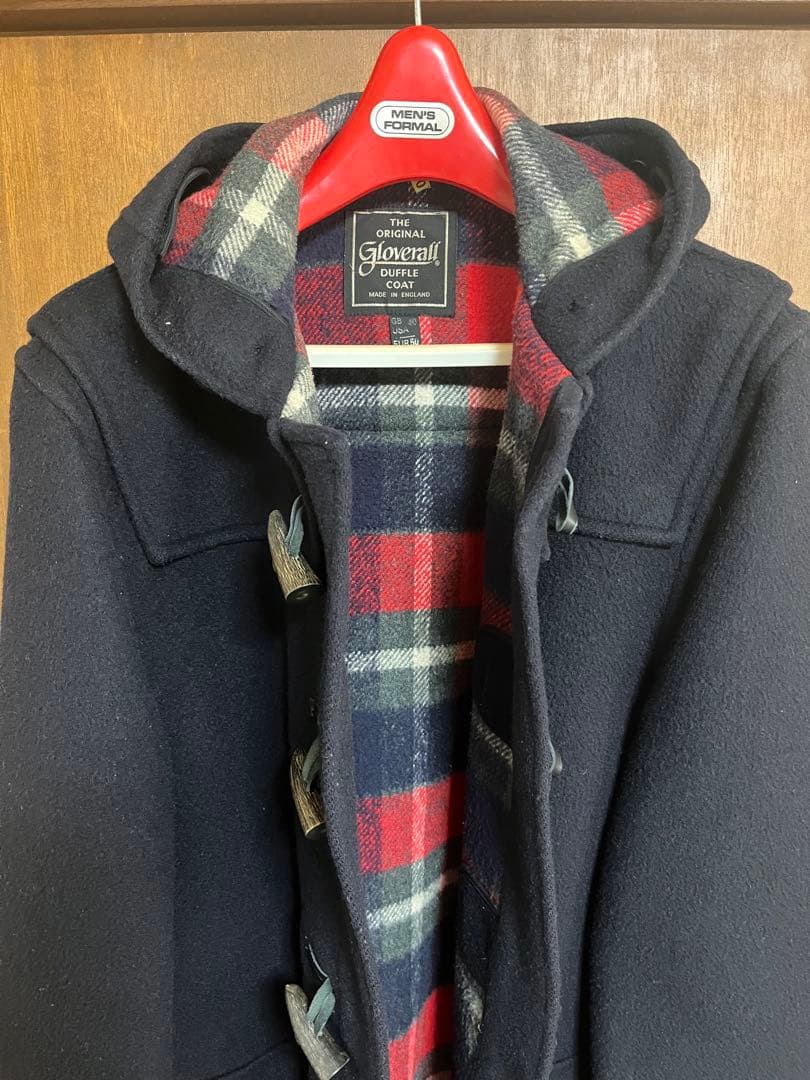 ネイビー ダッフルコート フード付き MADE IN ENGLAND used品