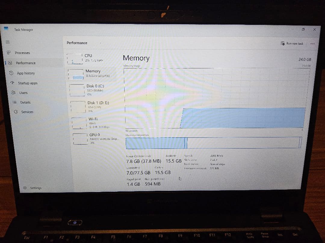 16GB ノートPC用メモリ SK Hynix DDR4 3200 動作確認済