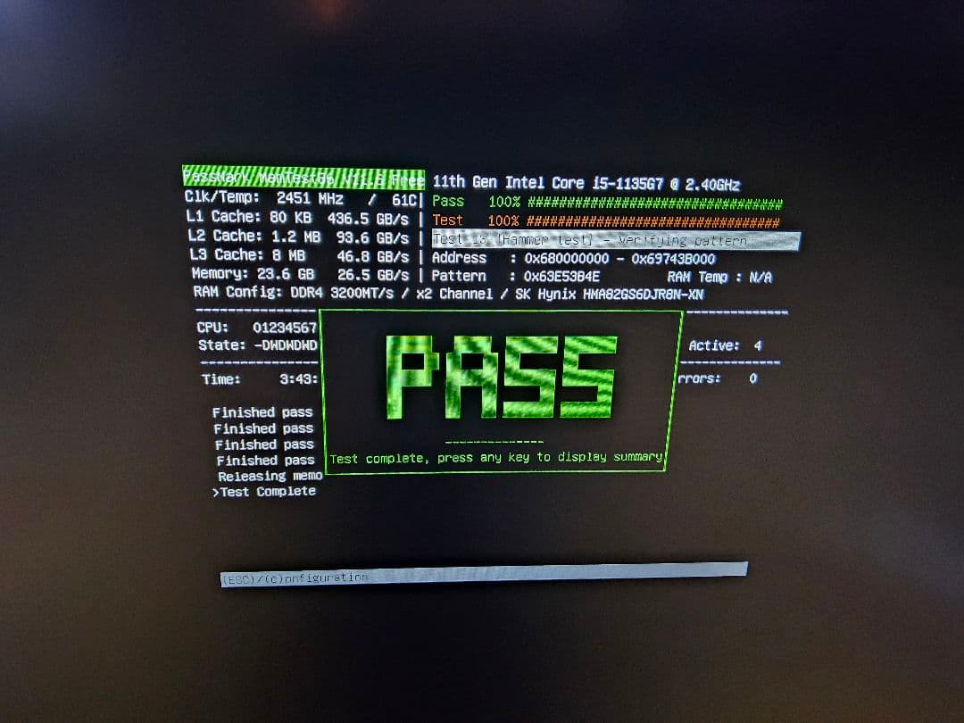 16GB ノートPC用メモリ SK Hynix DDR4 3200 動作確認済