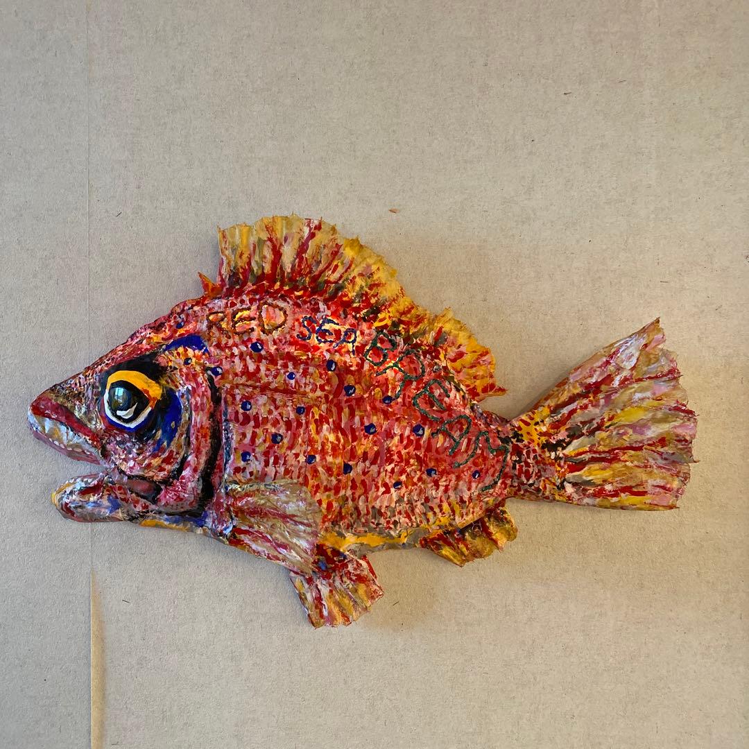 手作り　オブジェ　大きな真鯛　マダイ　アート　造形看板　美術品　運気　招福　魚