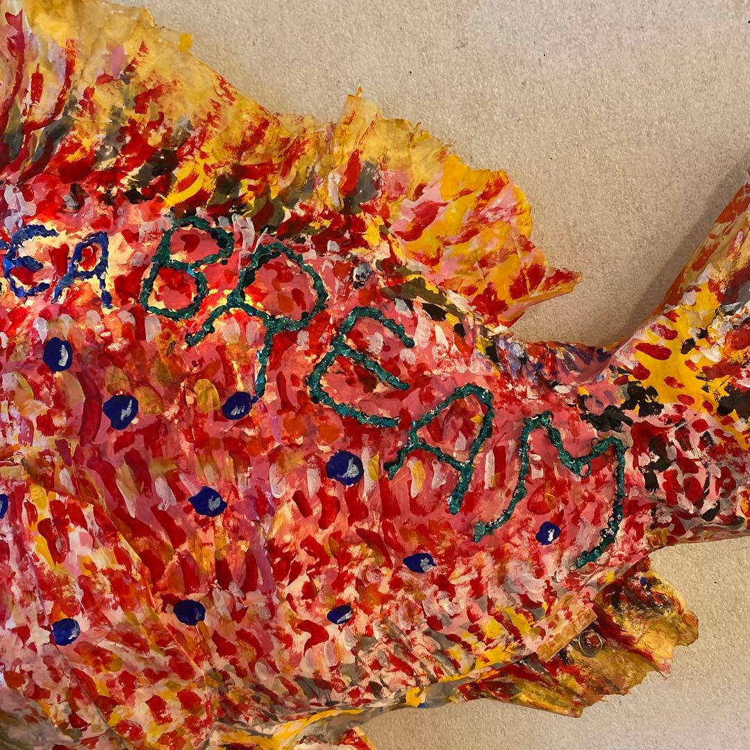 手作り　オブジェ　大きな真鯛　マダイ　アート　造形看板　美術品　運気　招福　魚