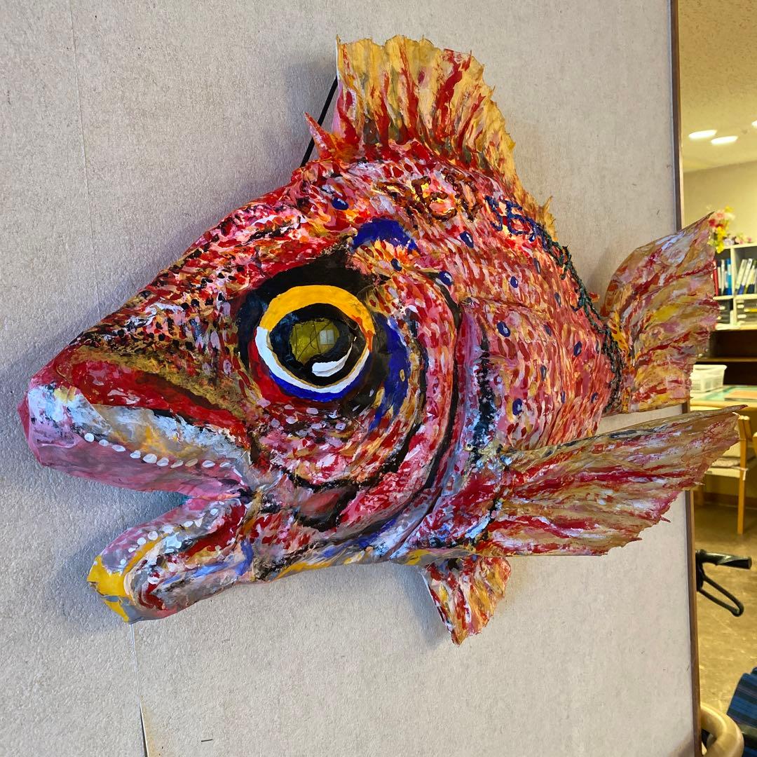 手作り　オブジェ　大きな真鯛　マダイ　アート　造形看板　美術品　運気　招福　魚