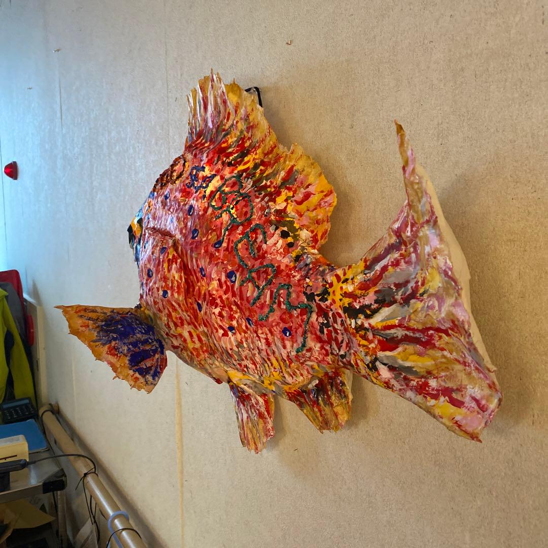 手作り　オブジェ　大きな真鯛　マダイ　アート　造形看板　美術品　運気　招福　魚