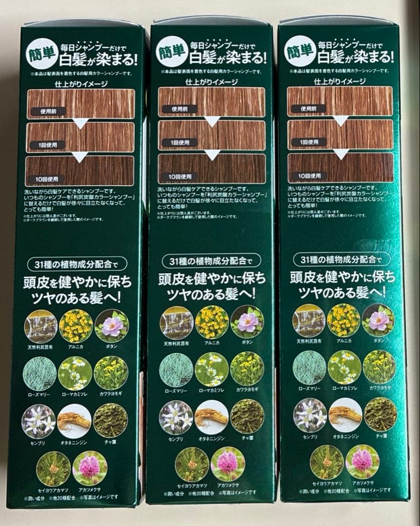 【新品•未使用】利尻炭酸カラーシャンプー ダークブラウン★3本セット★◯無添加◯