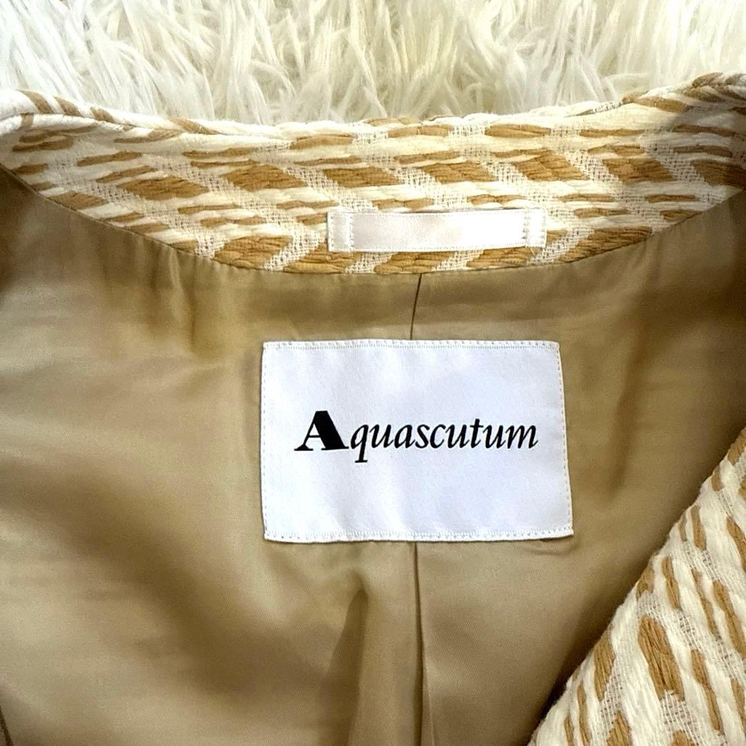 Aquascutum アクアスキュータム　スプリングコート　ツイード　ノーカラー
