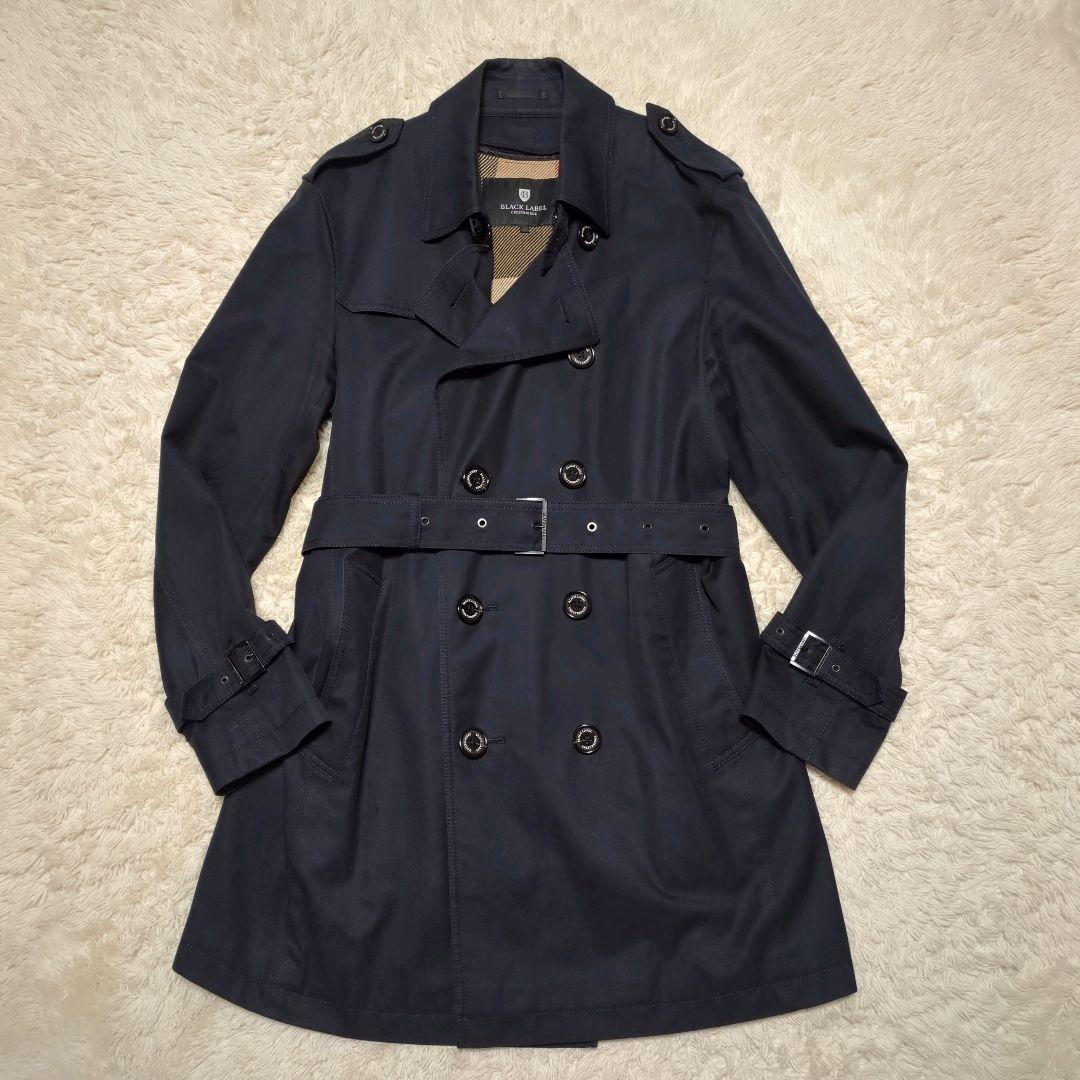 ブラックレーベルクレストブリッジ　ロングトレンチコート　L　黒　ライナー付