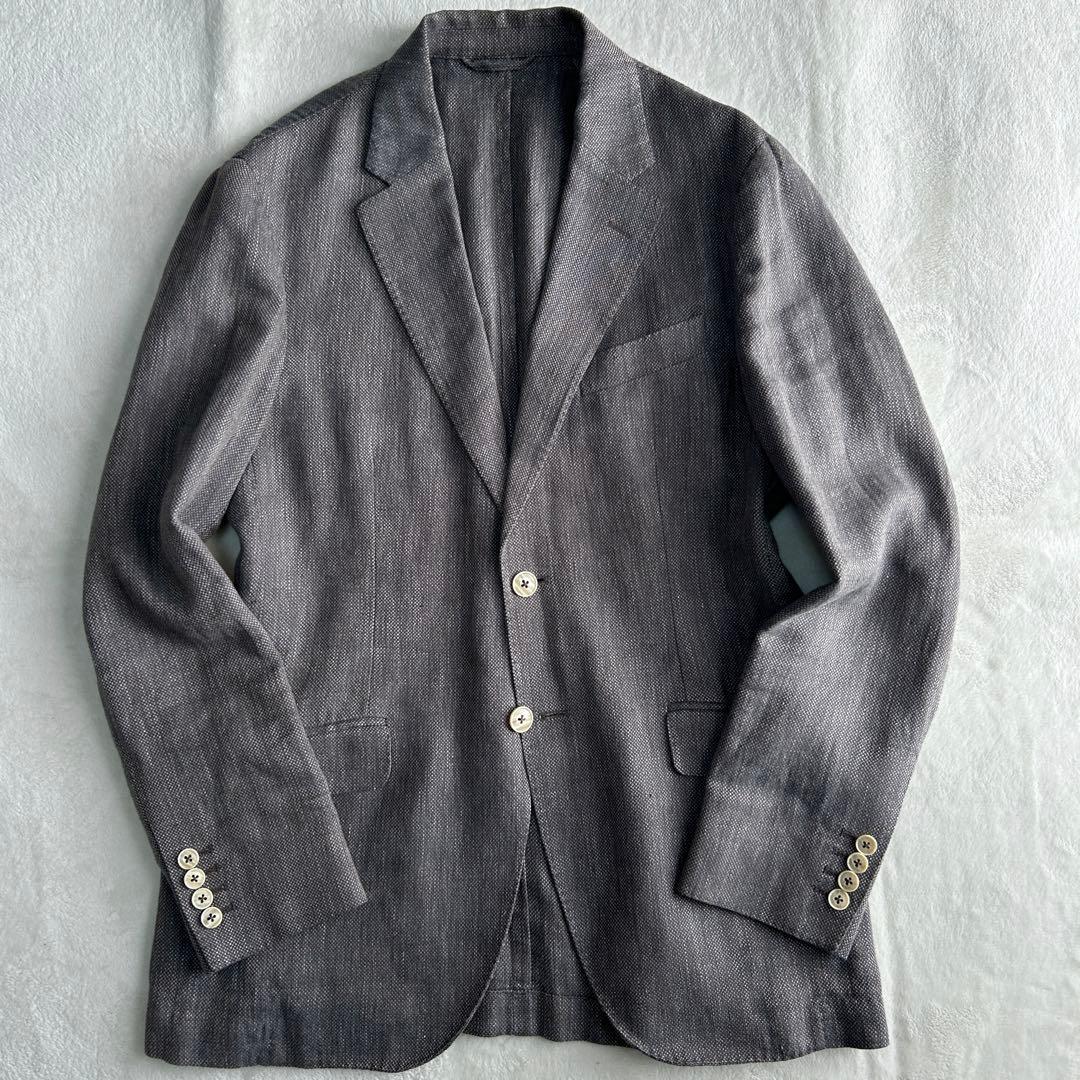 美品 ハケットロンドン リネン コットン アンコン サマージャケット50 XL