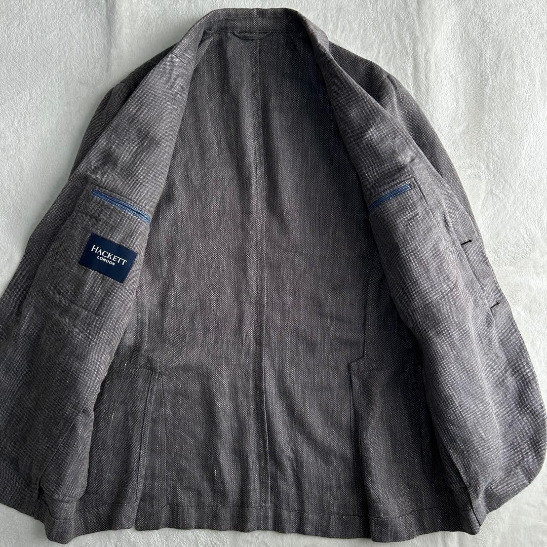 美品 ハケットロンドン リネン コットン アンコン サマージャケット50 XL