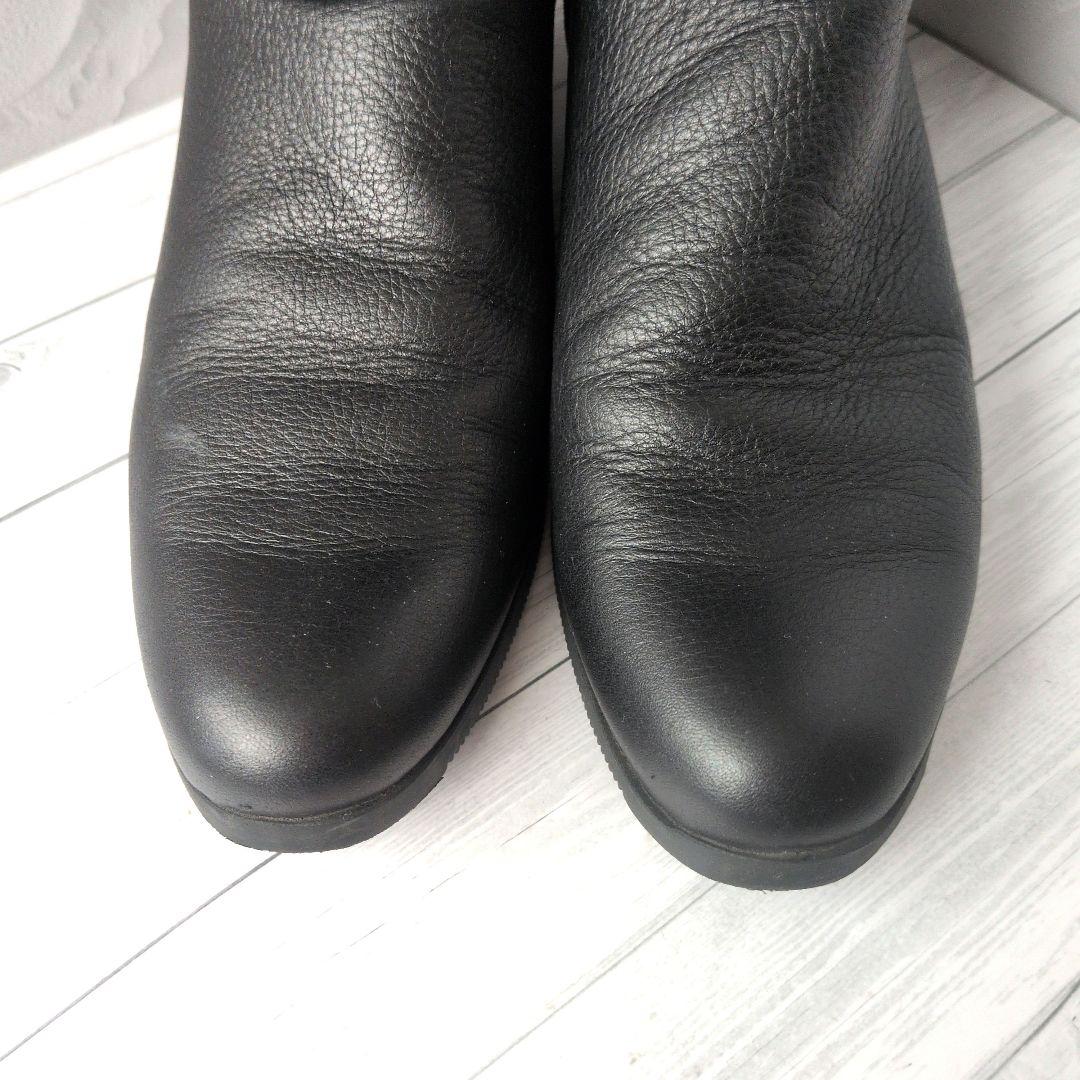 ブラックレザー ロングブーツ　36