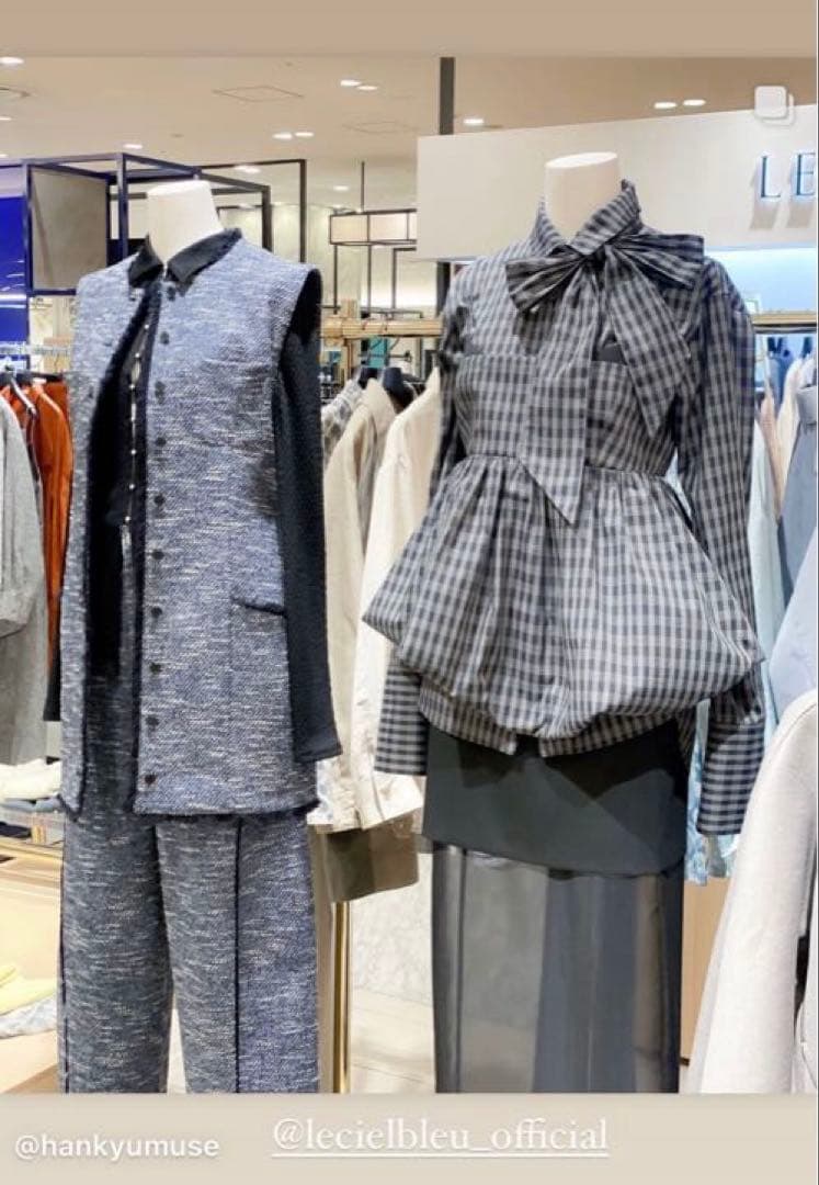 【超美品】LE CIEL BLEU Check Peplum Top