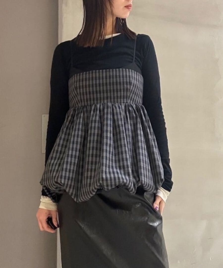【超美品】LE CIEL BLEU Check Peplum Top