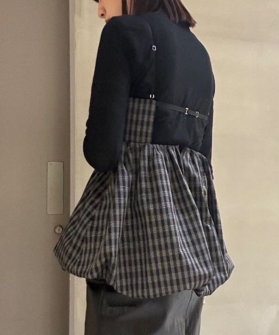 【超美品】LE CIEL BLEU Check Peplum Top