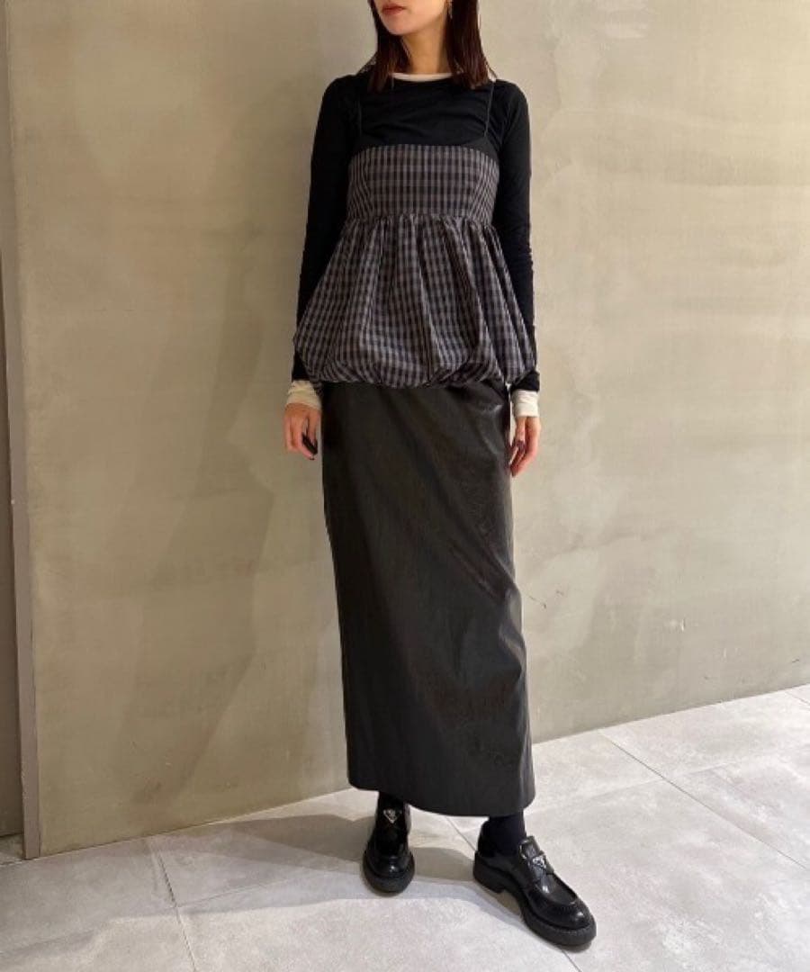 【超美品】LE CIEL BLEU Check Peplum Top