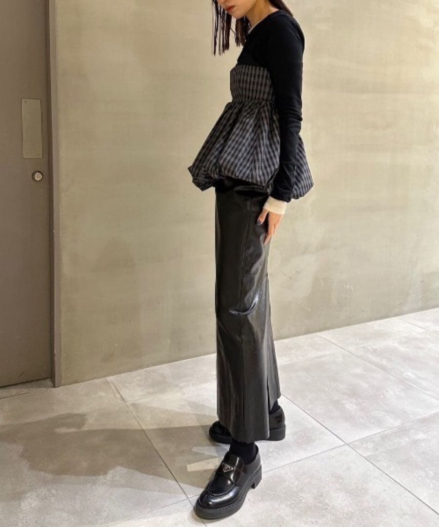 【超美品】LE CIEL BLEU Check Peplum Top