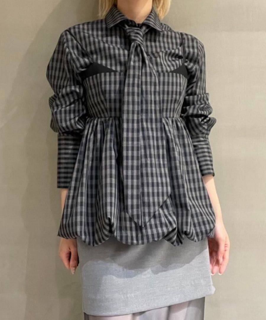 【超美品】LE CIEL BLEU Check Peplum Top
