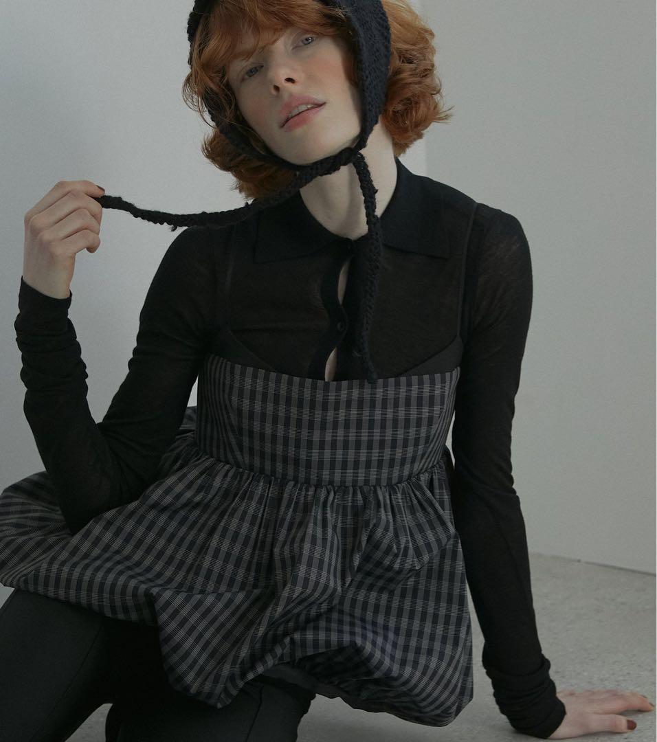 【超美品】LE CIEL BLEU Check Peplum Top