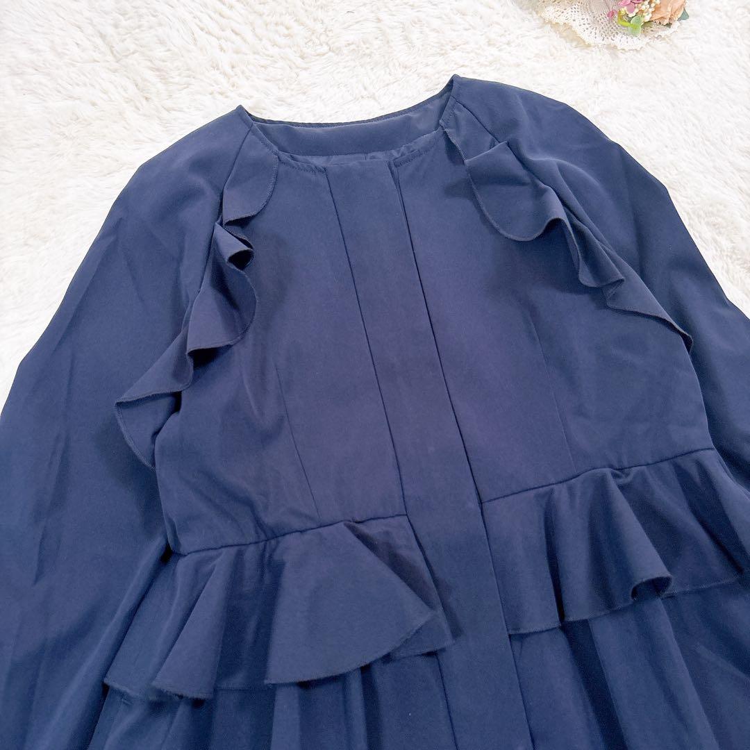 【美品】リアラバイピージー ロングコート スプリングコート フリル ペプラム M