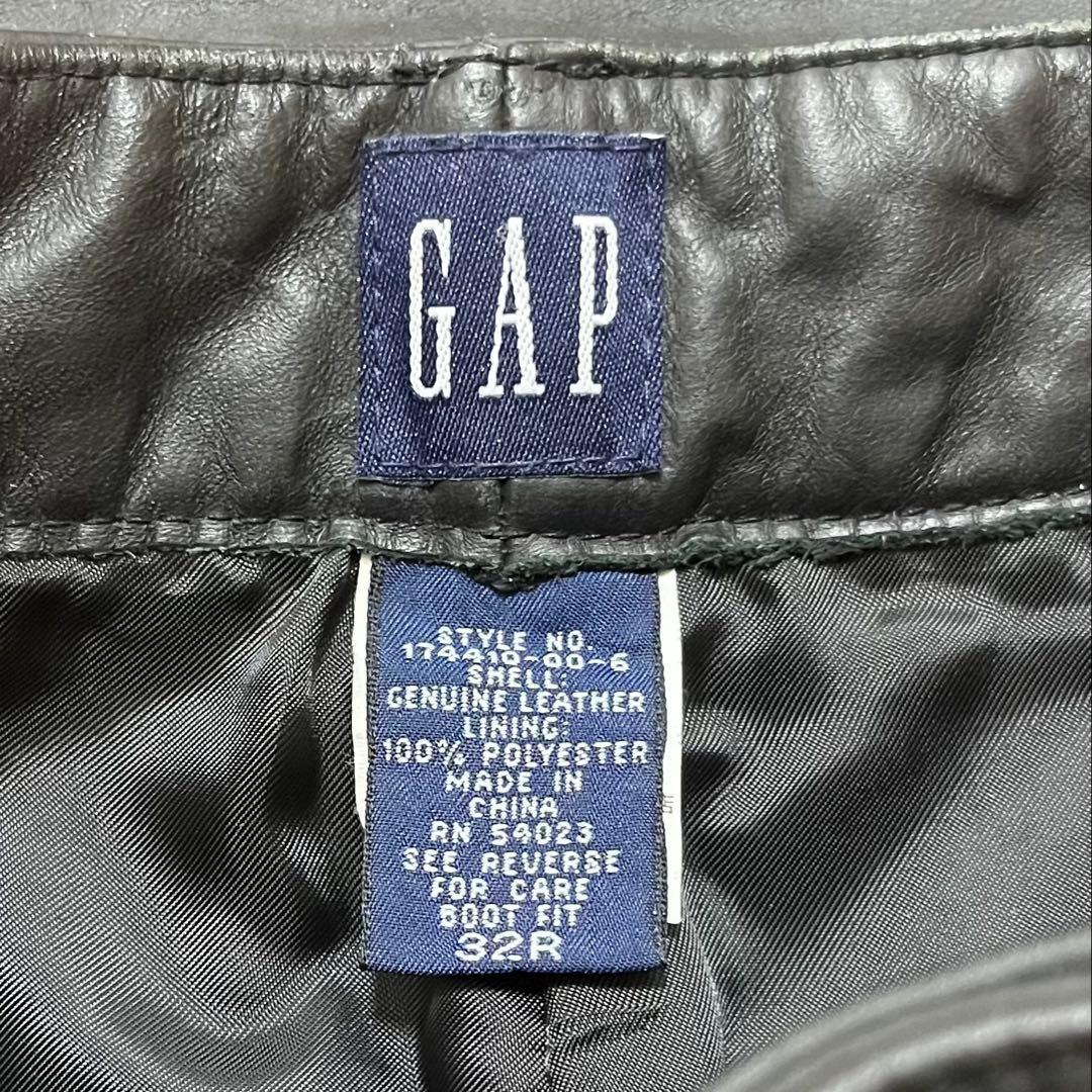 90s GAP レザーパンツ GAP 革パンツ 黒 32 OLD GAP レザー