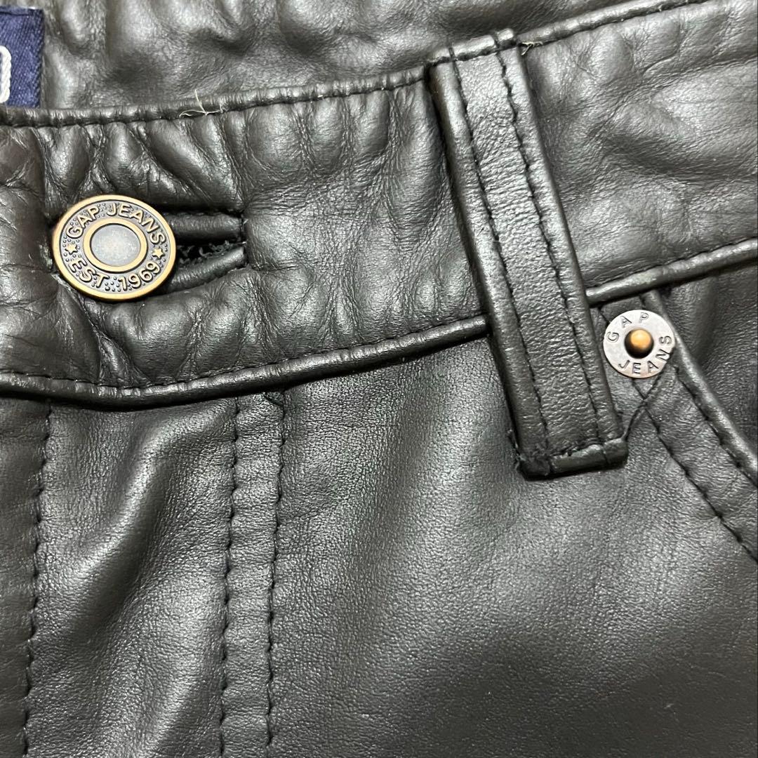 90s GAP レザーパンツ GAP 革パンツ 黒 32 OLD GAP レザー