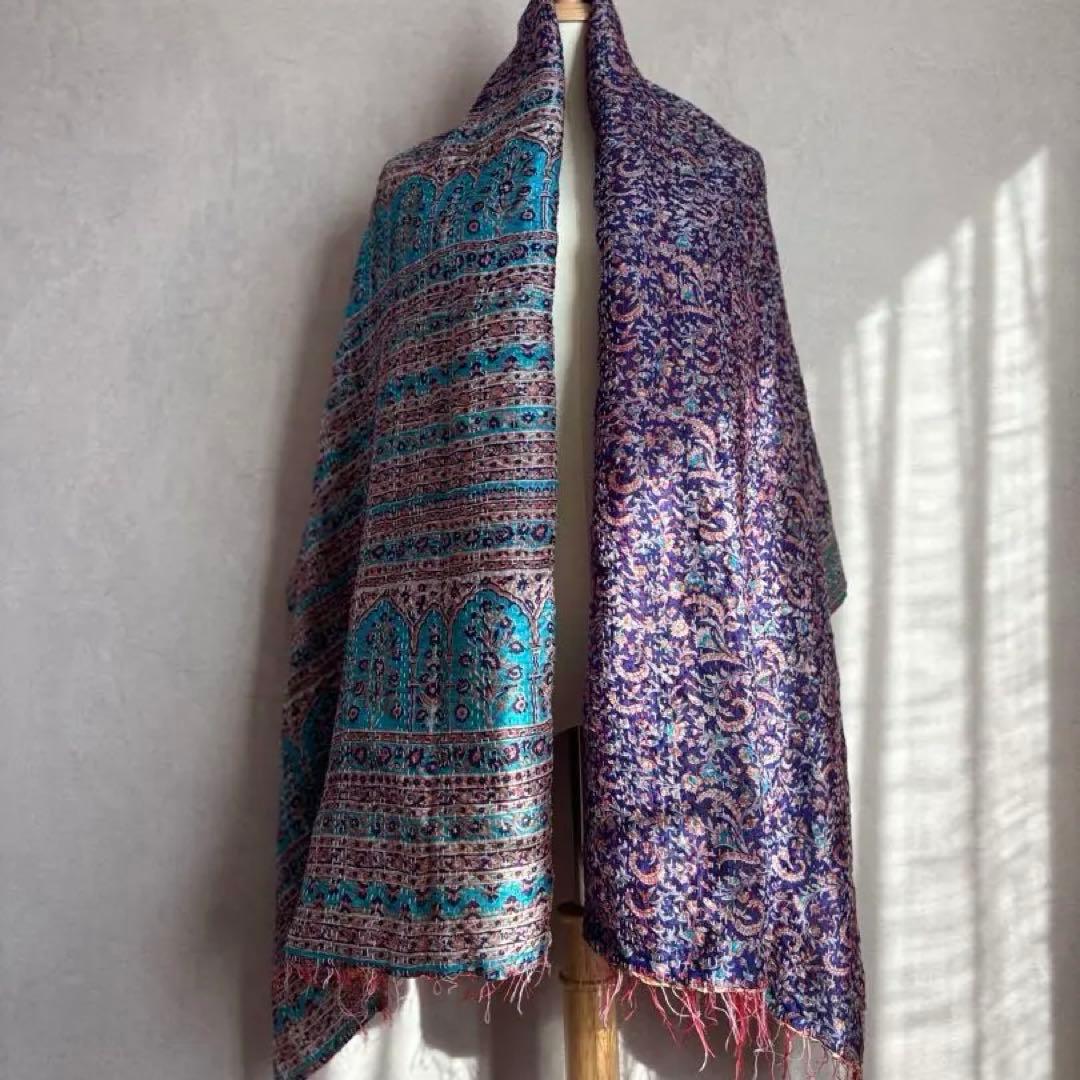 カンタ刺繍 シルクストール インド Kantha embroidery 刺し子