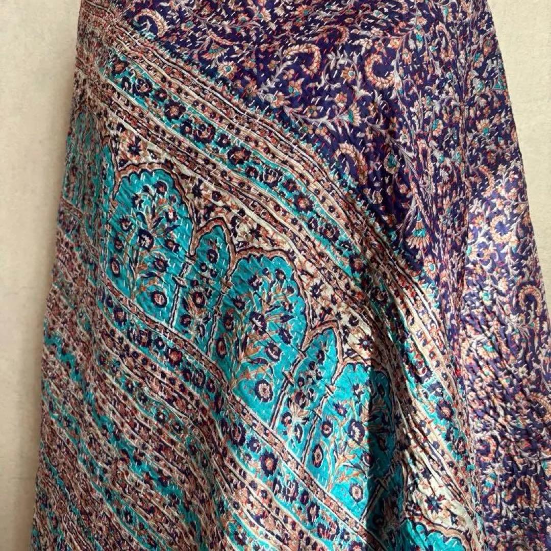 カンタ刺繍 シルクストール インド Kantha embroidery 刺し子