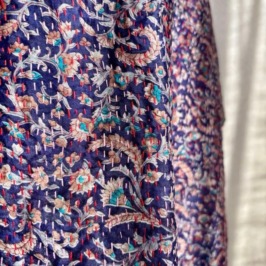 カンタ刺繍 シルクストール インド Kantha embroidery 刺し子