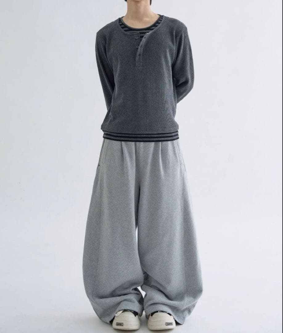 (完売新品)EPNK レイヤードボーダーヘンリーネック　黒　sizeS