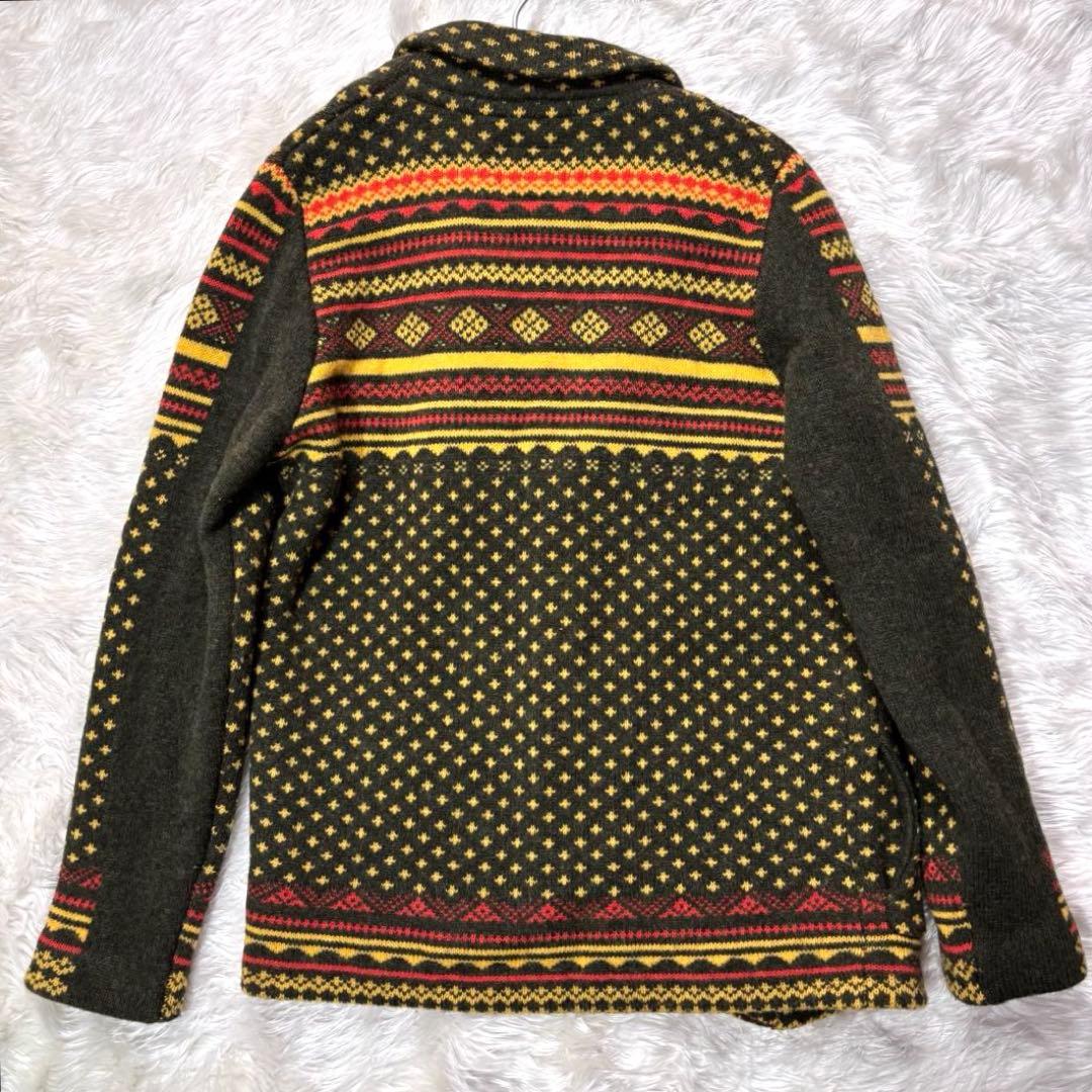 美品✨カワタニシャツ　M ウール　グリーン　ニット　テーラードジャケット