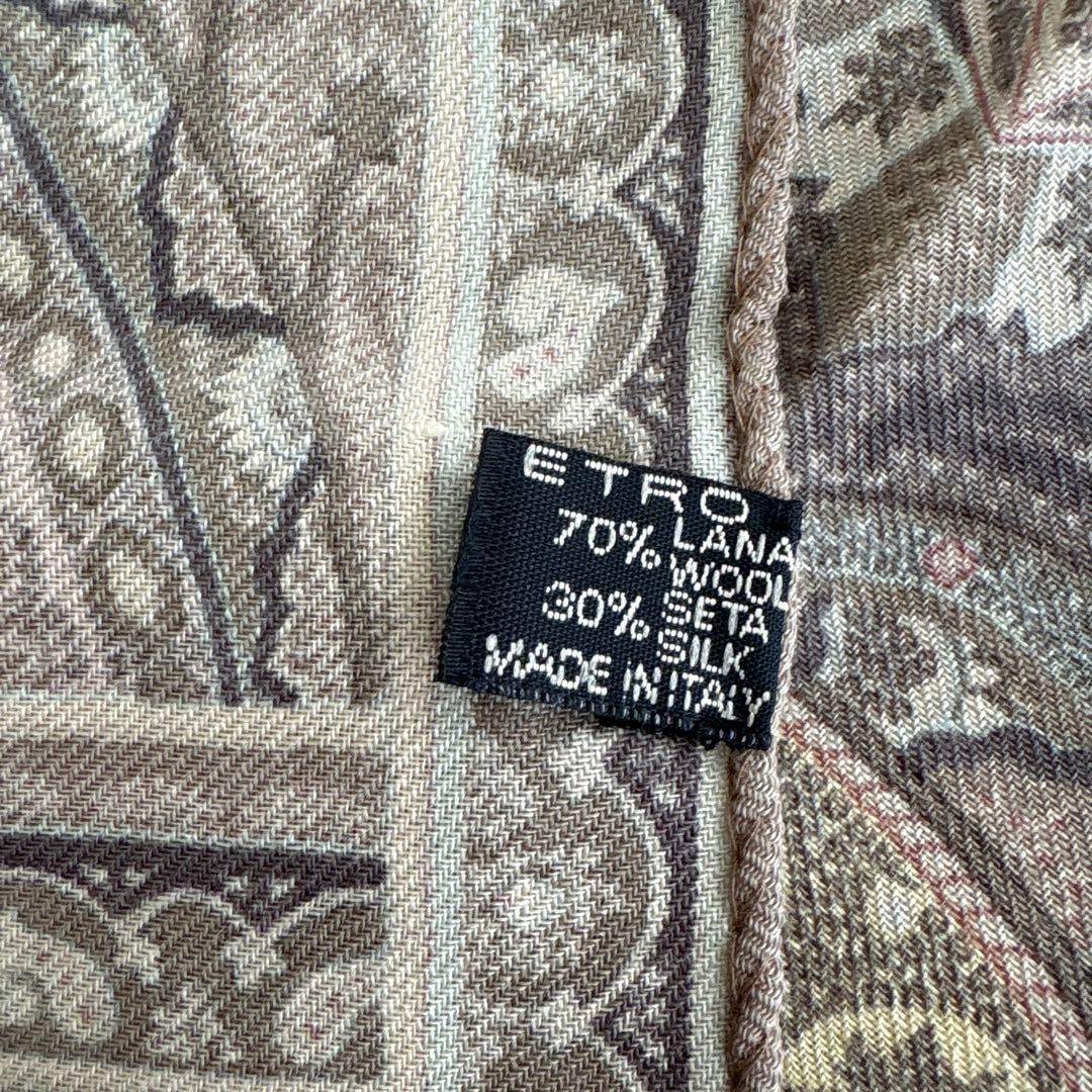 イタリア製　エトロ　ウール&シルク　ストール　ETRO ペイズリー　SILK 毛