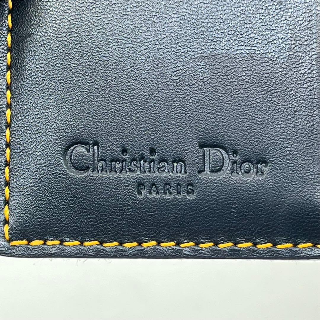 クリスチャンディオール 二つ折り財布 トロッター柄 ロゴ金具 サドル キャンバス