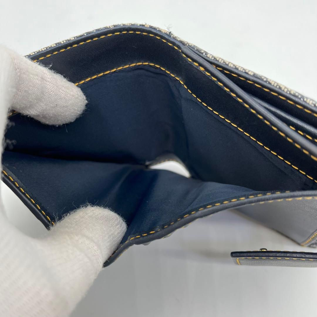 クリスチャンディオール 二つ折り財布 トロッター柄 ロゴ金具 サドル キャンバス