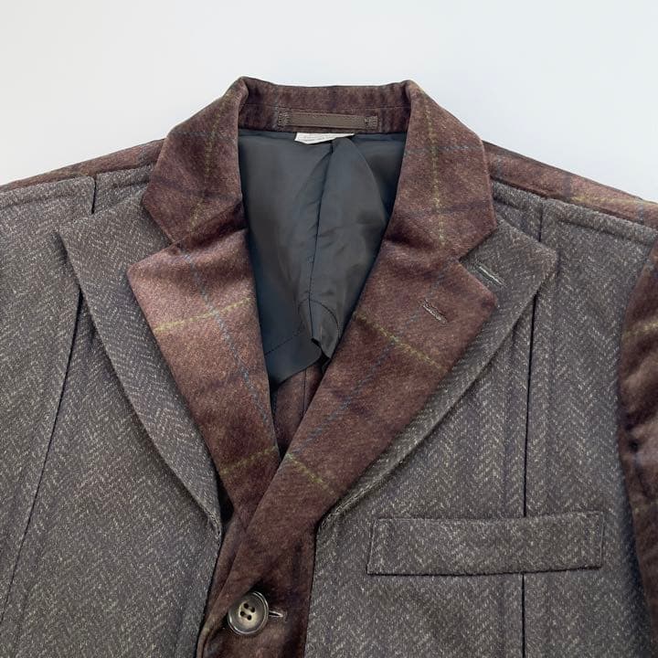 美品 18AW コムデギャルソンオムドゥ 転写ベロアドッキングジャケット XS
