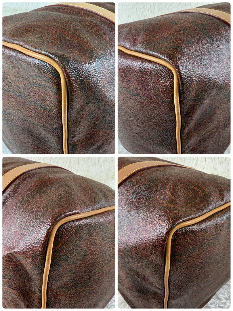 美品⭐️ETRO エトロ ボストンバッグ ペイズリー柄 PVC ブラウン レザー
