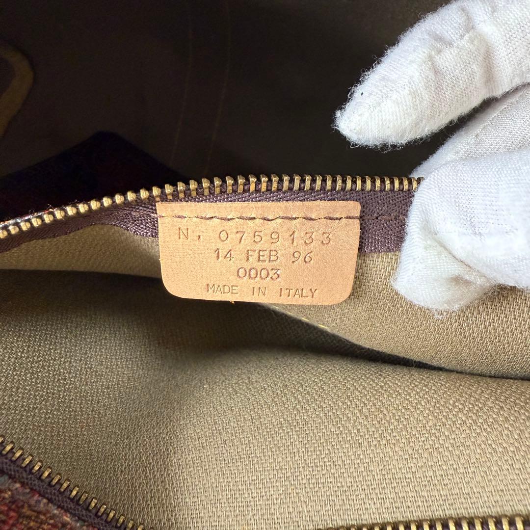美品⭐️ETRO エトロ ボストンバッグ ペイズリー柄 PVC ブラウン レザー
