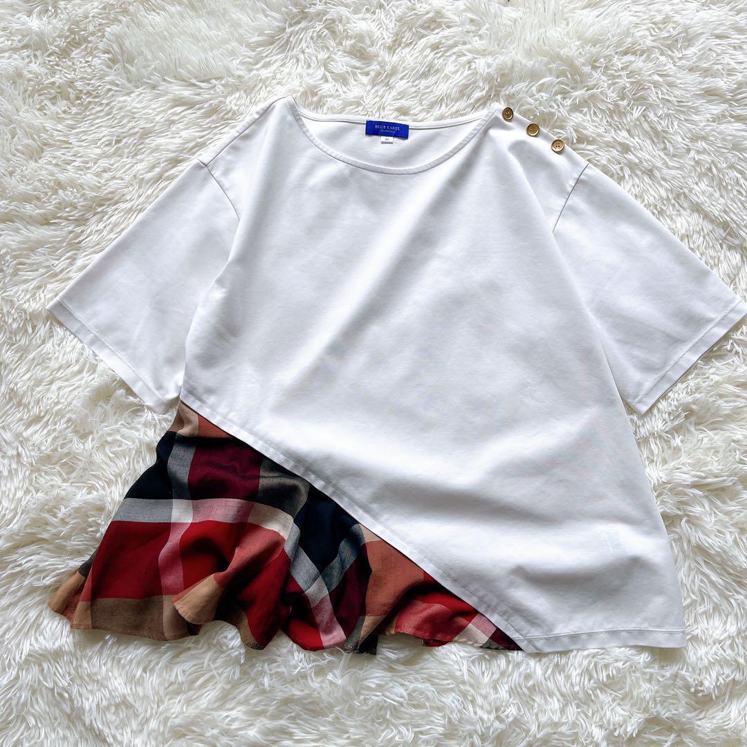 BLUE LABEL CRESTBRIDGE アシメ チェックフリル Tシャツ
